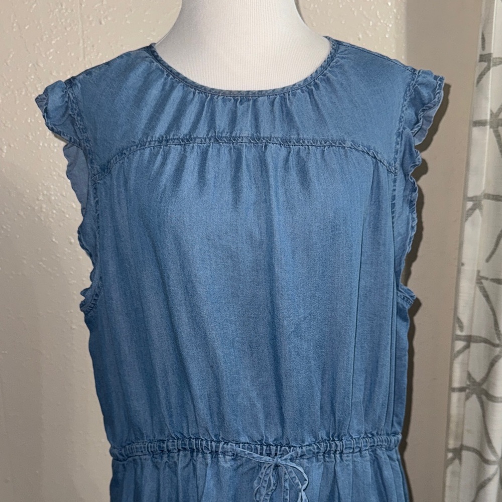Time and Tru Denim Blue Ruffle Dress With pockets - Picture 5 of 12